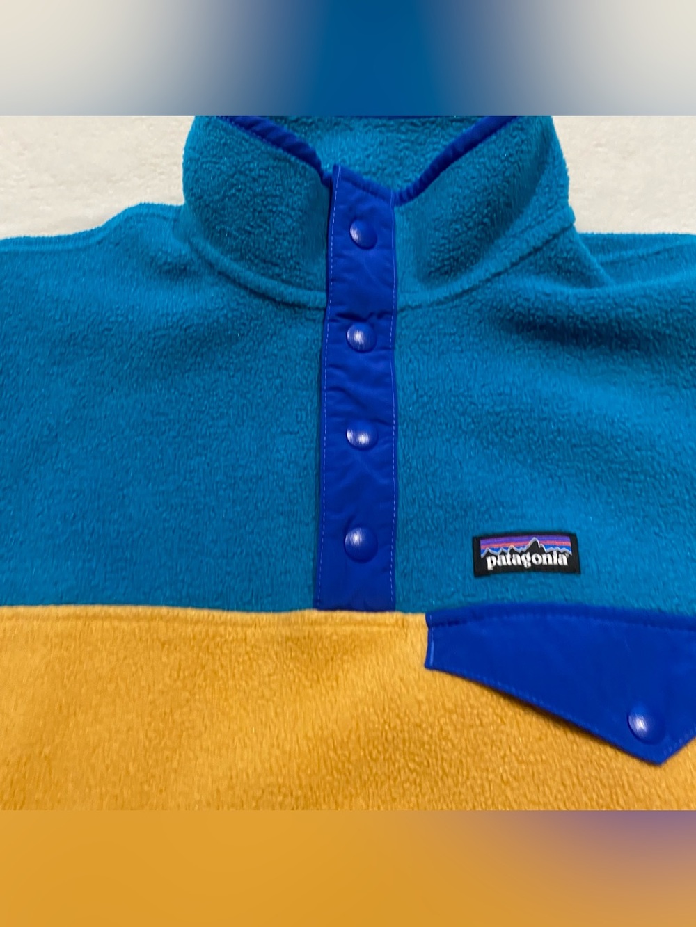 (S) Patagonia Lightweight Synchilla Snap-T Fleece Pullover Yellow Blue Small - Picture 10 of 13
